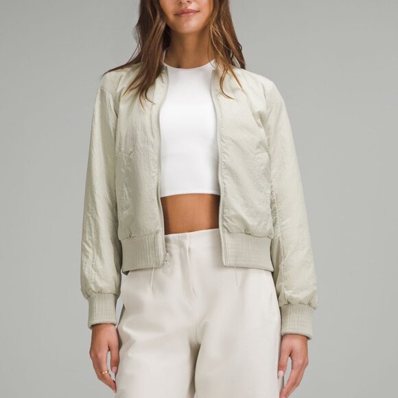 Women's Reversible Insulated Bomber Jacket In Raw/Linen/Bone - Picture 11 of 11
